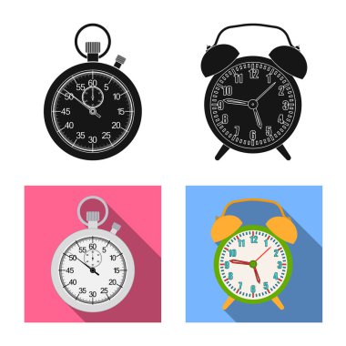 Saat ve saat simgesi yalıtılmış nesne. Web için saat ve daire hisse senedi simgesi kümesi.