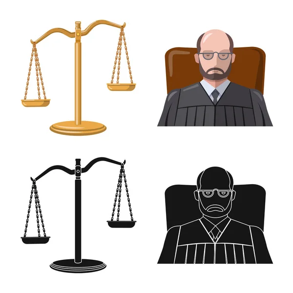 Objeto aislado de la ley y logotipo del abogado. Colección de la ley y el símbolo de acciones de justicia para la web . — Vector de stock