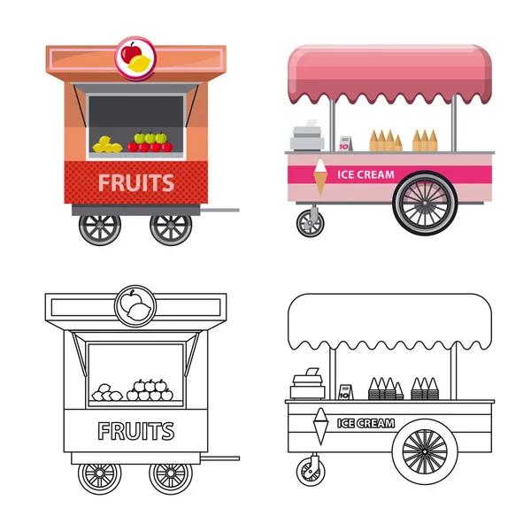 Illustration vectorielle du marché et signe extérieur. Ensemble de marché et icône vectorielle alimentaire pour stock . — Image vectorielle