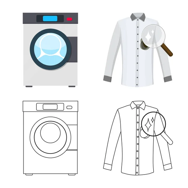 Vektor design av tvätt- och ren symbol. Uppsättning av tvätt- och kläder aktiesymbol för webben. — Stock vektor