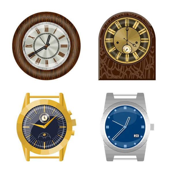 Objeto aislado de reloj y símbolo de tiempo. Colección de ilustración de vector de stock de reloj y círculo . — Vector de stock