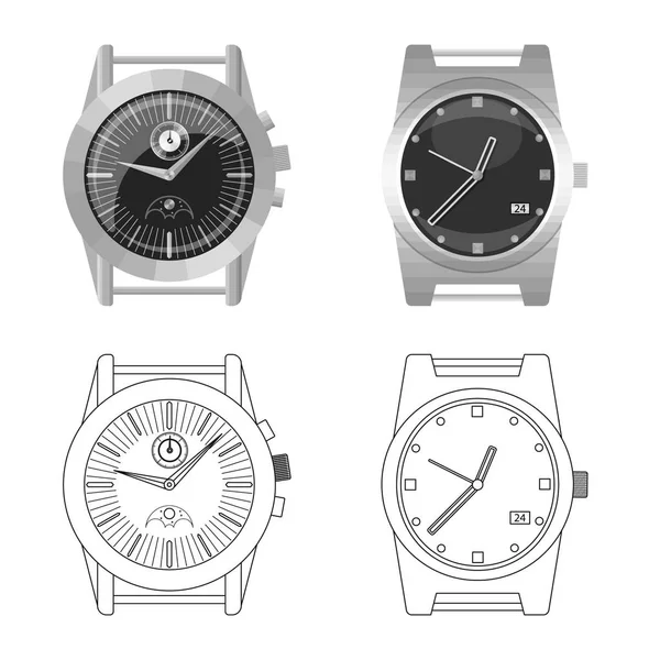 Objeto aislado del reloj y el icono de la hora. Colección de reloj y círculo símbolo de stock para la web . — Vector de stock