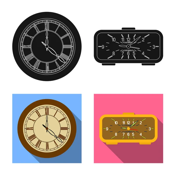 Saat ve saat simgesinin vektör resmi. Hisse senedi için saat ve daire vektör simge topluluğu.