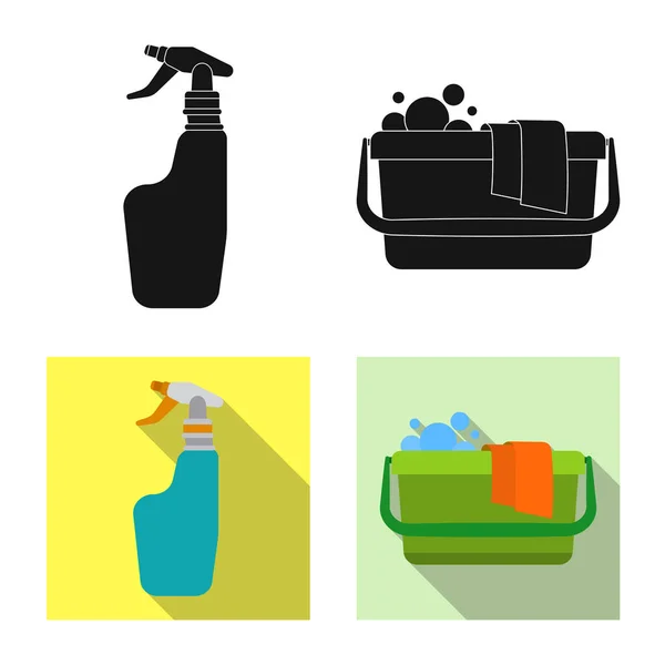 Ilustração vetorial de limpeza e símbolo de serviço. Coleta de limpeza e símbolo de estoque de casa de web . — Vetor de Stock