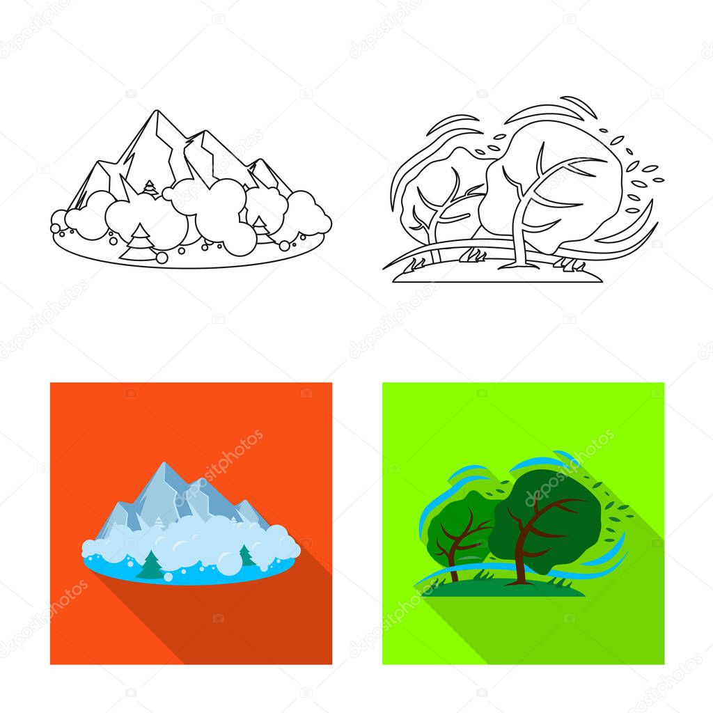 Vector illustration of natural and disaster logo. Collection of natural and risk stock vector illustration.