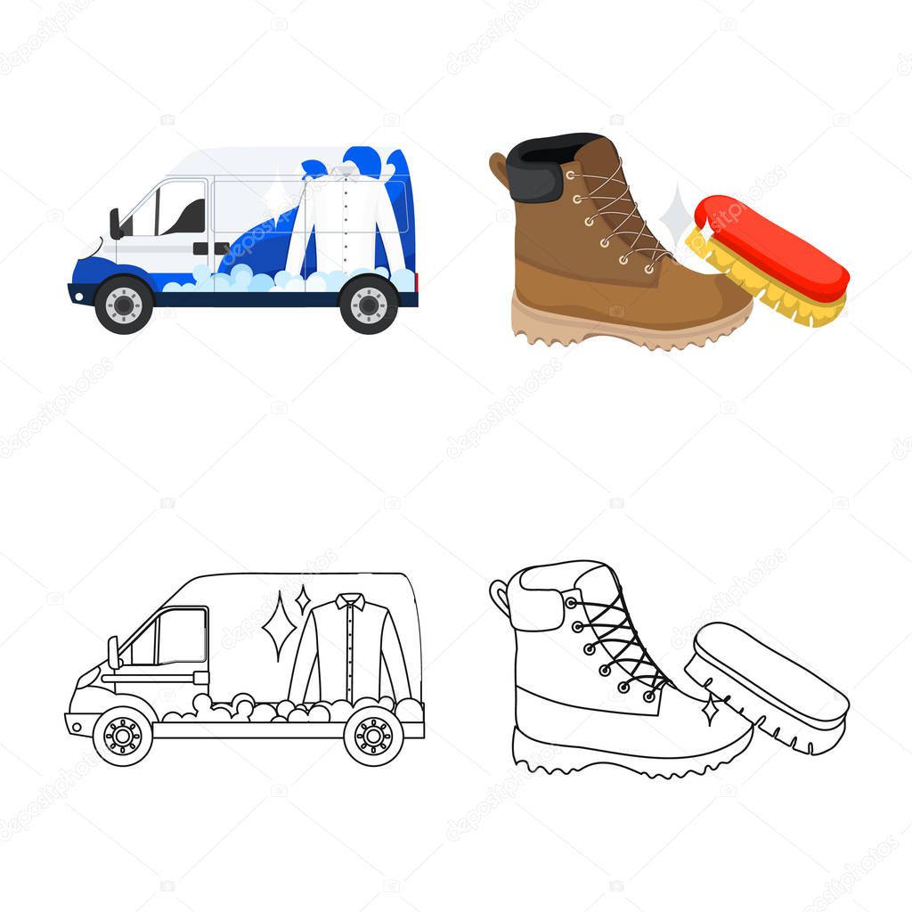 Isolated object of laundry and clean symbol. Collection of laundry and clothes vector icon for stock.