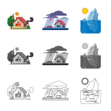 Doğal ve felaket simgesi yalıtılmış nesne. Doğal topluluğu ve web için risk hisse senedi simgesi.