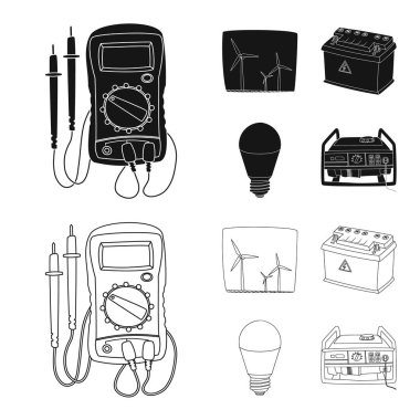 Elektrik ve elektrik simge vektör tasarımı. Elektrik ve enerji hisse senedi vektör çizim.