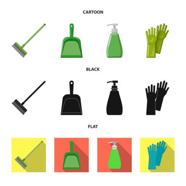 Temizlik ve servis sembolü yalıtılmış nesne. Temizlik ve ev hisse senedi vektör çizim topluluğu.