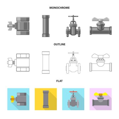 Boru ve tüp simge vektör tasarımı. Boru ve boru hattı hisse senedi vektör çizim topluluğu.