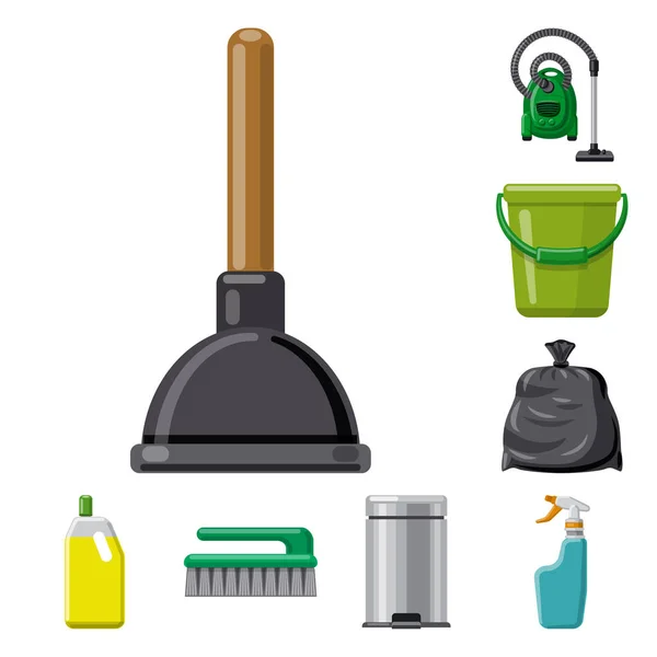 Objeto isolado de limpeza e símbolo de serviço. Coleta de limpeza e vetor doméstico ícone para estoque . —  Vetores de Stock