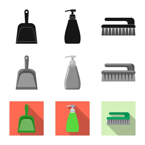 Векторный дизайн иконки очистки и обслуживания. Комплект векторной иллюстрации чистки и бытовых запасов . — стоковый вектор