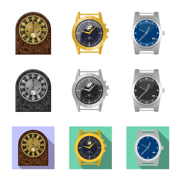 Ilustración vectorial del reloj y el logotipo del tiempo. Conjunto de ilustración de vector de stock de reloj y círculo . — Vector de stock