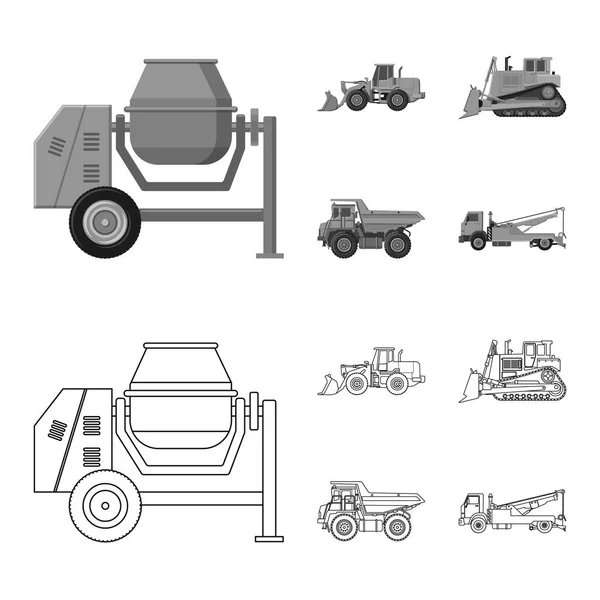 Objeto aislado de construcción y signo de construcción. Conjunto de icono de vector de construcción y maquinaria para stock . — Archivo Imágenes Vectoriales