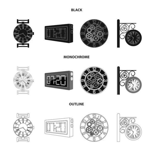 時計と時間のシンボルのベクター デザイン。時計と円の株式ベクトル イラスト集. — ストックベクタ