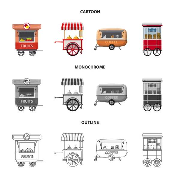 Vektor-Illustration des Marktes und des Außensymbols. Sammlung von Markt- und Nahrungsmittelvektorsymbolen für Aktien. — Stockvektor