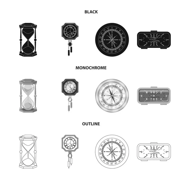 時計と時間のロゴのベクター イラストです。Web の時計と円の銘柄のセット. — ストックベクタ