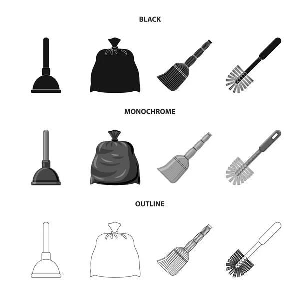 Векторная иллюстрация чистки и знака обслуживания. Комплект векторной иллюстрации чистки и бытовых запасов . — стоковый вектор