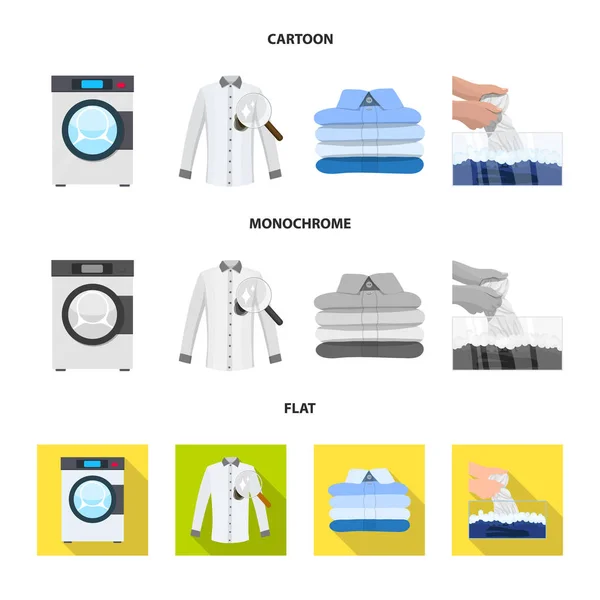 Çamaşırhane ve temiz logo vektör çizimi. Web için çamaşır ve giysi hisse senedi simgesi kümesi. — Stok Vektör