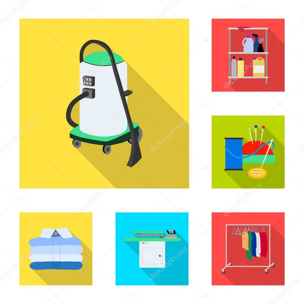 Isolated object of laundry and clean logo. Set of laundry and clothes vector icon for stock.