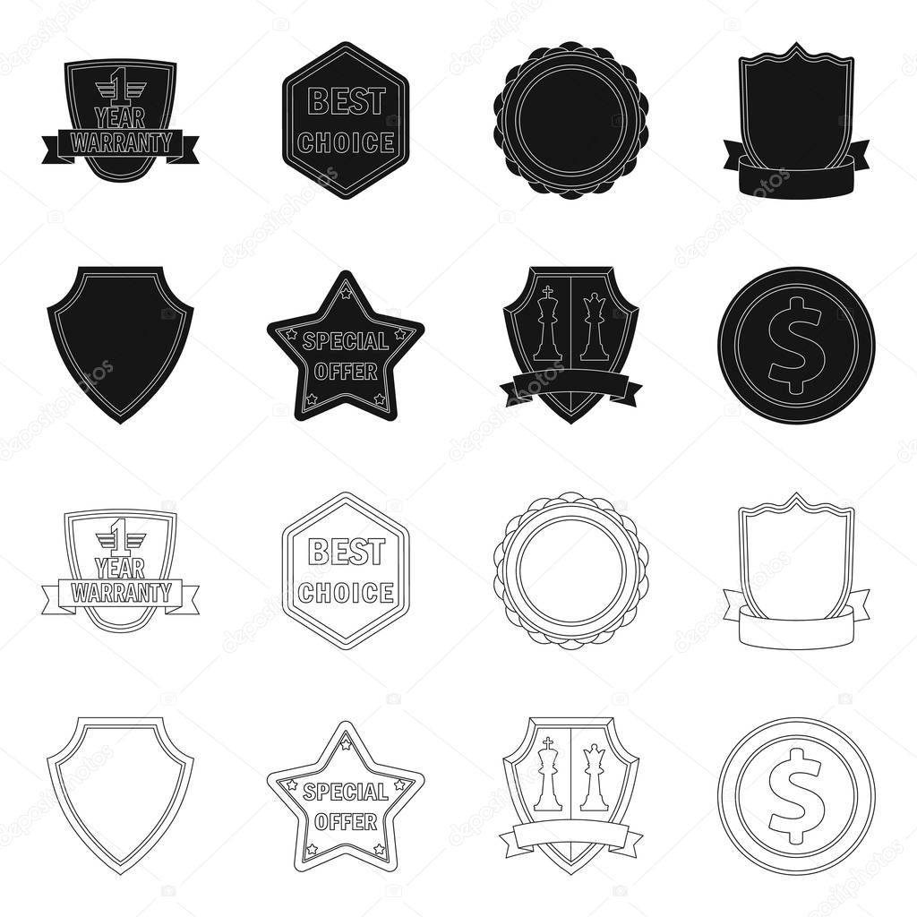 Vector design of emblem and badge symbol. Set of emblem and sticker vector icon for stock.