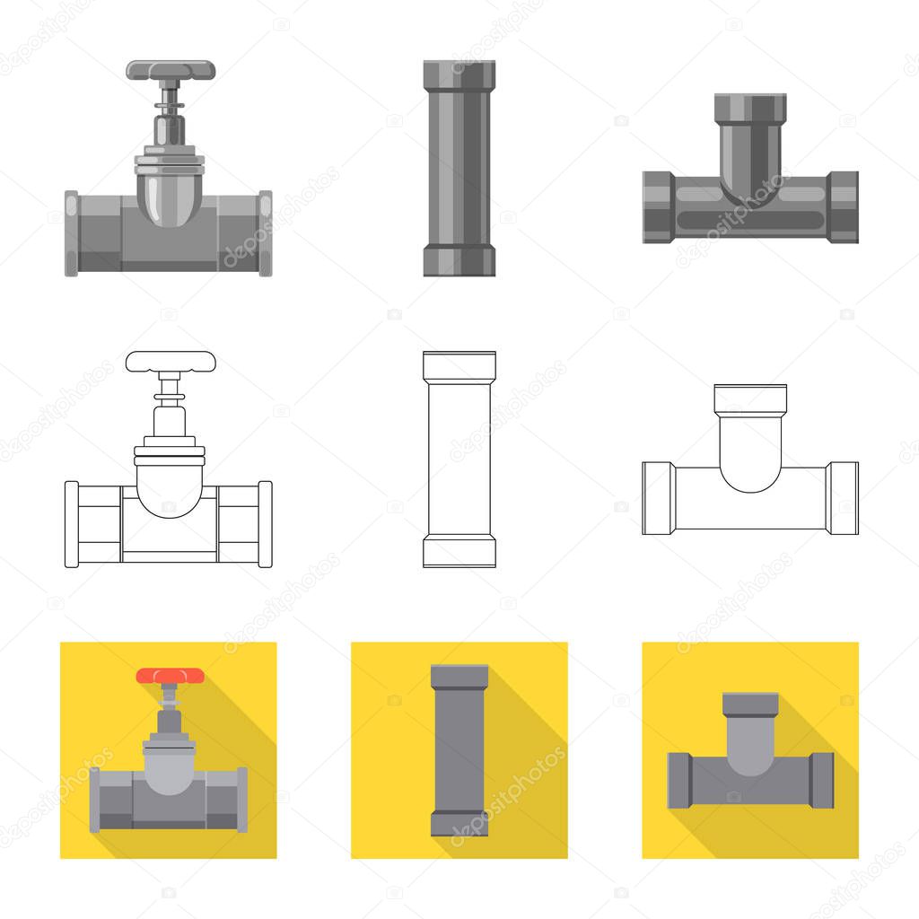Vector design of pipe and tube icon. Set of pipe and pipeline stock symbol for web.