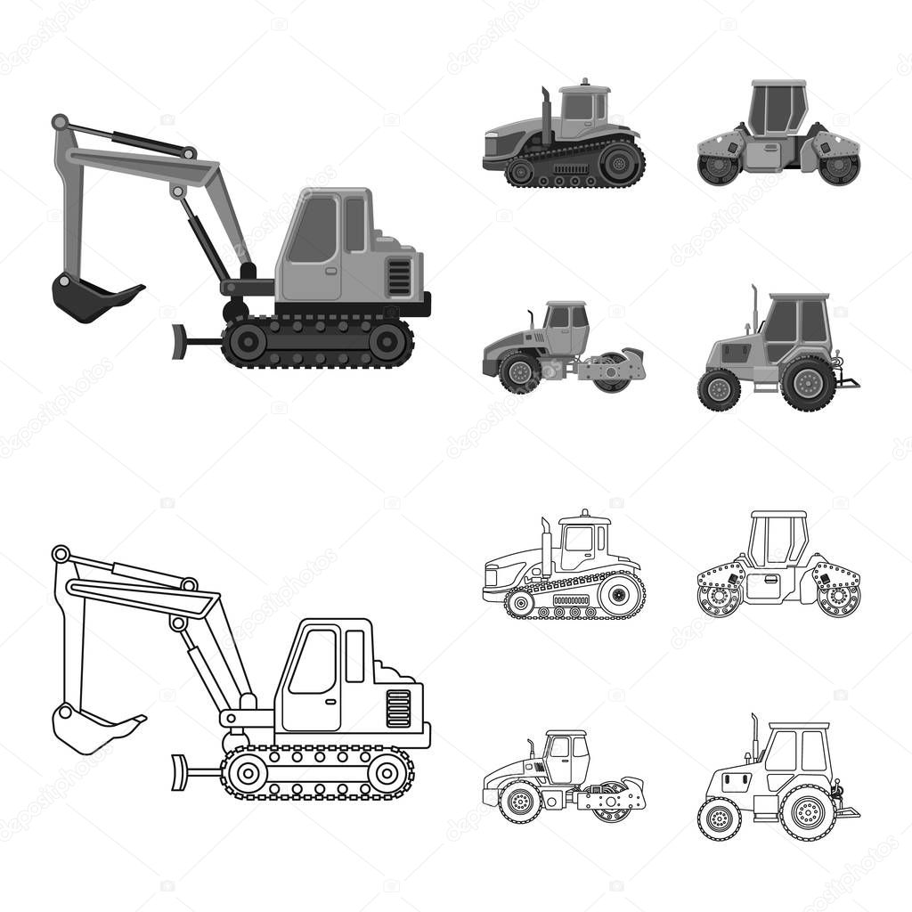 Isolated object of build and construction symbol. Set of build and machinery stock vector illustration.