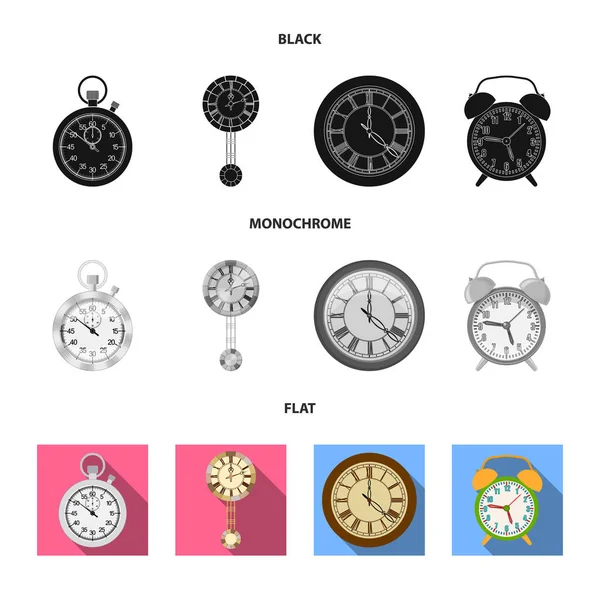 Isolated object of clock and time symbol. Set of clock and circle stock vector illustration. — Stock Vector