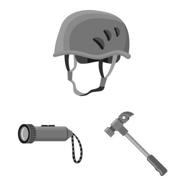 Dağcılık ve en yüksek işareti yalıtılmış nesne. Kamp ve dağcılık topluluğu stok vektör çizim.