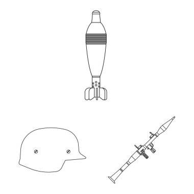 Silah ve silah simge vektör tasarımı. Silah ve ordu hisse senedi vektör çizim topluluğu.