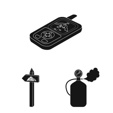 Dağcılık ve tepe logo yalıtılmış nesne. Kamp ve dağcılık topluluğu stok vektör çizim.