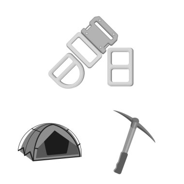 Dağcılık ve tepe logo vektör çizimi. Kamp ve dağcılık topluluğu hisse senedi için vektör simgesi.