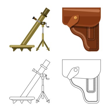 Silah ve silah simge vektör tasarımı. Silah ve ordu hisse senedi vektör çizim topluluğu.