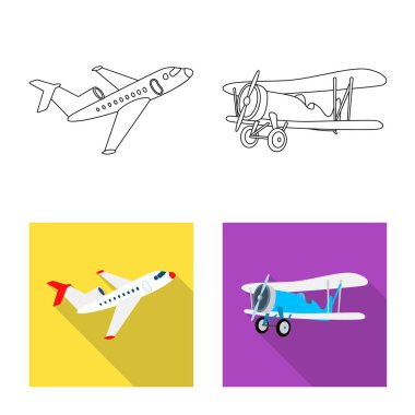 Uçak ve taşıma logo vektör Illustration. Hisse senedi için uçak ve gökyüzü vektör simge kümesi.