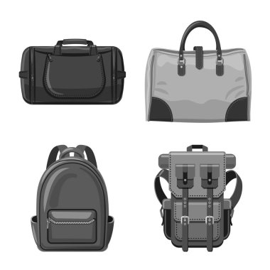 Bavul ve Bagaj logo vektör tasarımı. Web için bavul ve yolculuk hisse senedi simgesi kümesi.