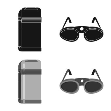 Dağcılık ve tepe sembolü yalıtılmış nesne. Dağcılık ve kamp stok vektör çizim.