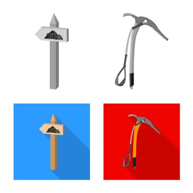 Dağcılık ve tepe logo yalıtılmış nesne. Dağcılık ve kamp kümesi web için hisse senedi simgesi.