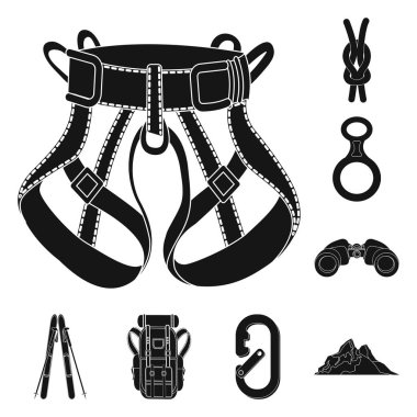 Dağcılık ve tepe sembolü yalıtılmış nesne. Dağcılık ve kamp stok vektör çizim.