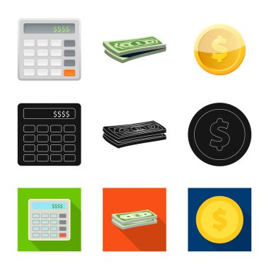 Banka ve para işareti vektör Illustration. Banka ve bill hisse senedi vektör çizim topluluğu.