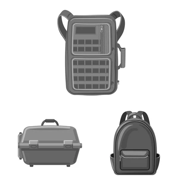 Ізольований об'єкт валізи та багажу. Збірка символів валізи і подорожі в Інтернеті . — стоковий вектор