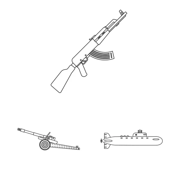 Białym Tle Obiekt Znak Broń Pistolet Kolekcja Broni Armii Wektor — Wektor stockowy