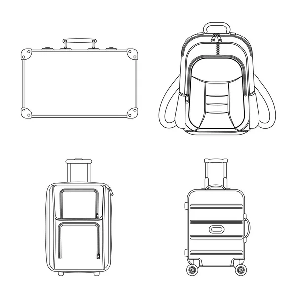 Geïsoleerde object van pictogram koffer en bagage. Set van pictogram in de koffer en reis de vector voor voorraad. — Stockvector