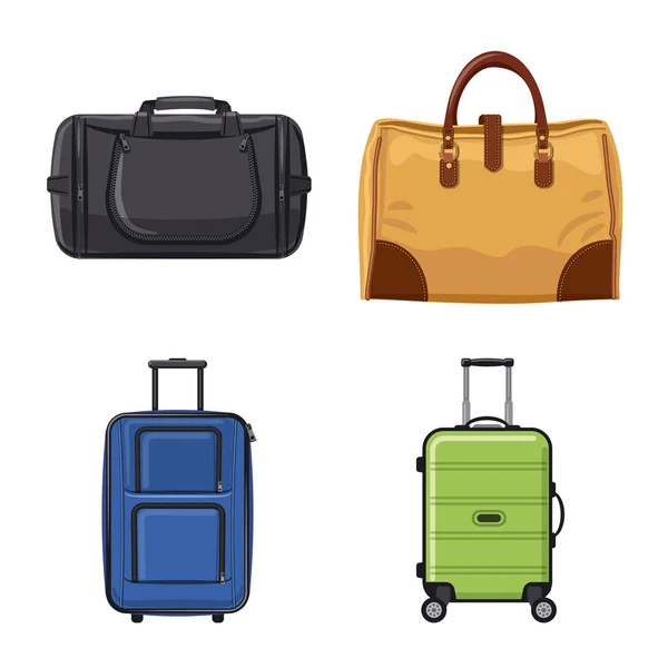 Diseño vectorial del logotipo de maleta y equipaje. Colección de maletas e ilustración de vectores de viaje . — Vector de stock