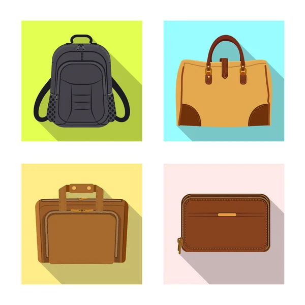 Vector ontwerp van pictogram koffer en bagage. Set koffer en reis voorraad vectorillustratie. — Stockvector