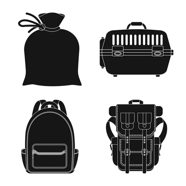 Objeto aislado de maleta y símbolo de equipaje. Colección de maleta e icono de vector de viaje para stock . — Vector de stock