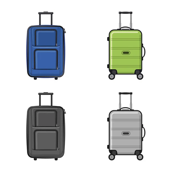 Geïsoleerde object van koffer en bagage symbool. Set koffer en reis voorraad vectorillustratie. — Stockvector