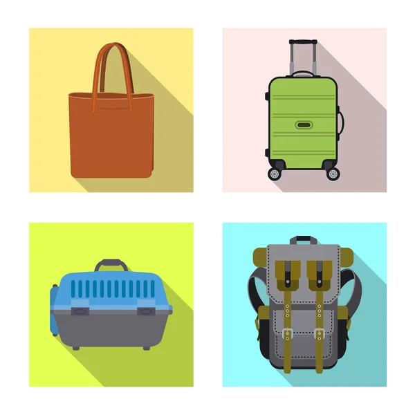 Isolerade objekt av resväska och bagage symbol. Samling av resväska och resa lager vektorillustration. — Stock vektor