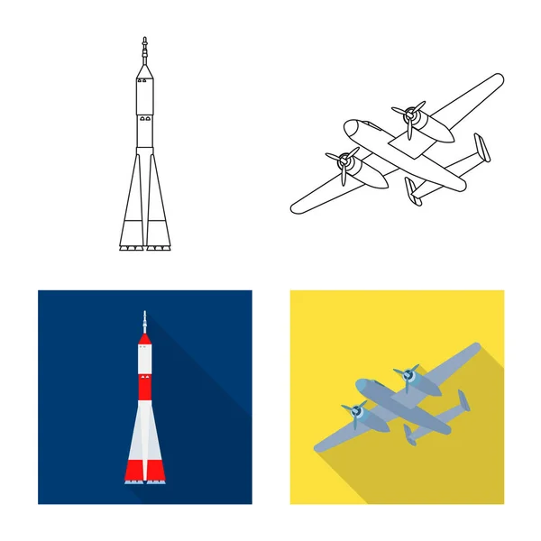 Vectorillustratie van vliegtuig en vervoer logo. Collectie van vliegtuig en hemel aandelensymbool voor web. — Stockvector