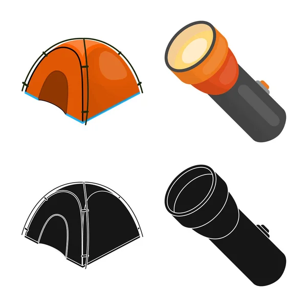 Vector illustration of mountaineering and peak logo. Collection of mountaineering and camp vector icon for stock. — Stock Vector