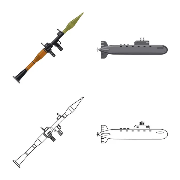 Vektor illustration av vapen och gun tecken. Uppsättning av vapen och armén lager vektorillustration. — Stock vektor
